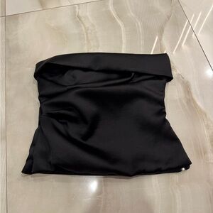 Black Strapless Satin Top